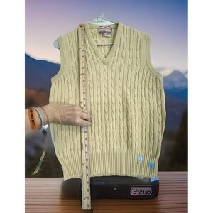READ Alan Paine Sweater Vest Mens XL White Cable Knit Lambswool England